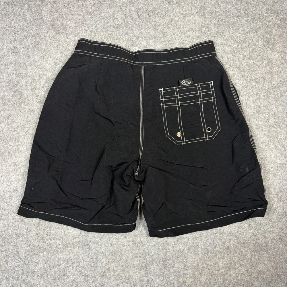 Vintage Gotcha Board Shorts Mens 30 Black White Contrast Stitch Surf Trunks